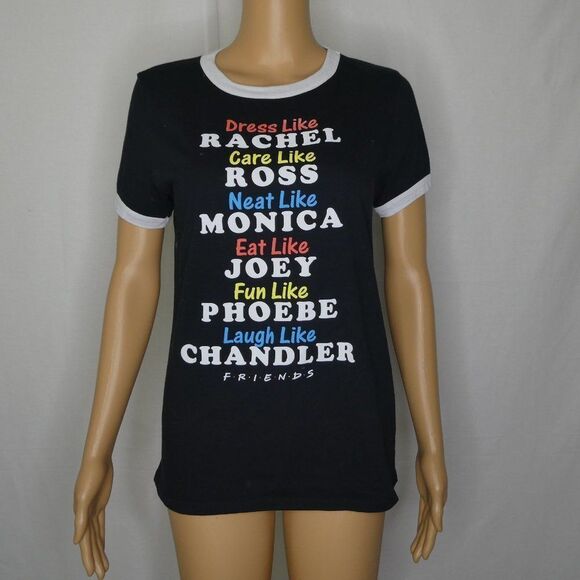 FRIENDS Ringer Tee T Shirt Ross Chandler Phoebe Lg - Picture 2 of 9